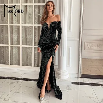 Dámské šaty Elegantní flitrové šaty s vlečkou Barva: Zelená, Velikost: XL