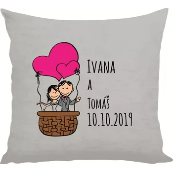 Polštář Polštář lněný 40x40 cm Balón se jmény