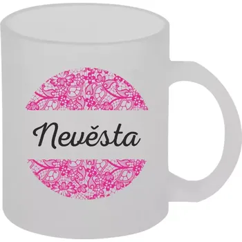 Hrnek 330 ml - skleněný matný Nevěsta s krajkou