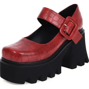 Dámské lodičky Texturované lodičky s hranatou špičkou GoodDayGirl Fashion Barva: Červená, Velikost: 42