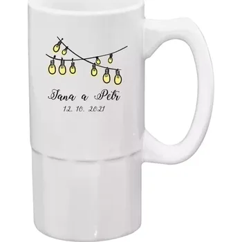 Sklenice Půllitr bílý vysoký Světýlka se jmény