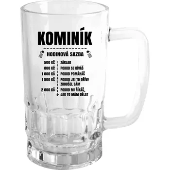 Sklenice Půllitr skleněný Hodinová sazba - kominík