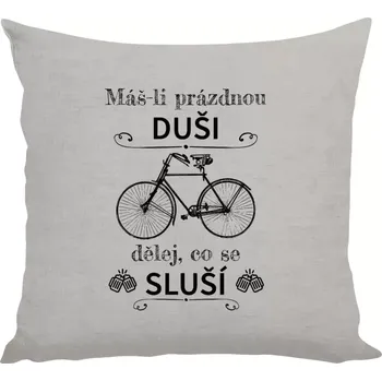Polštář Polštář lněný 40x40 cm Máš-li prázdnou duši, dělej, co se sluší