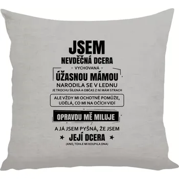 Polštář Polštář lněný 40x40 cm Mámina nevděčná dcera