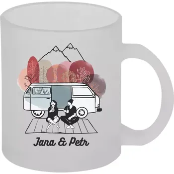 Hrnek 330 ml - skleněný matný Podzimní kempování - vlastní jména