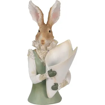 Dekorace zaječí paní v zelené vestičce – 16x13x30 cm