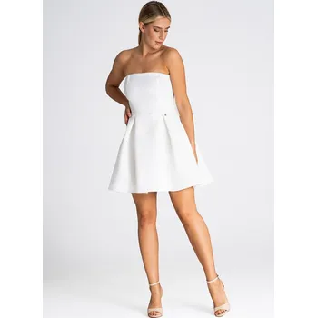 Dámské oblečení Smetanové šaty bez ramínek M970 Ecru Velikost: S