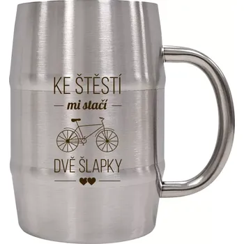 Sklenice Nerezový chladicí půllitr Ke štěstí mi stačí dvě šlapky