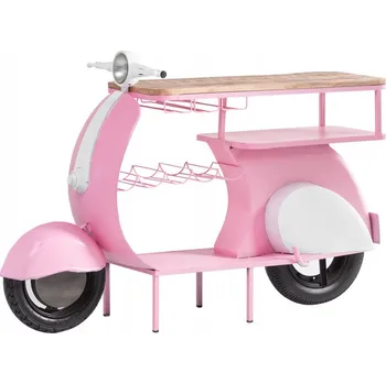 Psací stůl Barový pult z kovu a masivu motorka Scooter růžový