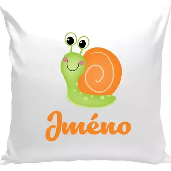 Polštář Polštář bílý 40x40 cm Šnek se jménem