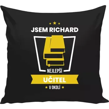 Polštář Polštář černý 40x40 cm Nejlepší v okolí - učitel