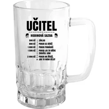 Sklenice Půllitr pro učitele - Hodinová sazba - učitel - čirý