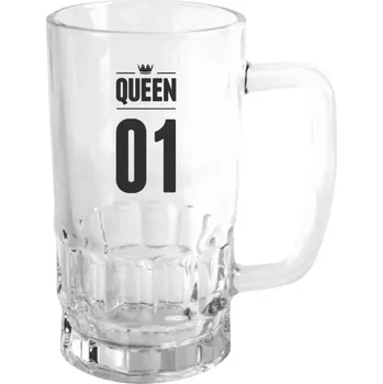 Sklenice Půllitr pro páry - Queen s vlastním číslem - čirý