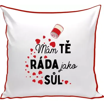 Polštář Polštář barevný 32x32 cm Mám tě ráda jako sůl
