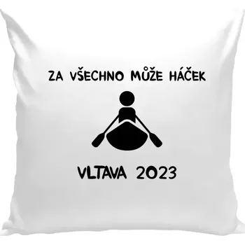 Polštář Polštář bílý 40x40 cm Za všechno může háček