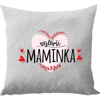 Polštář Polštář bílý 40x40 cm - dlouhý chlup Nejlepší maminka