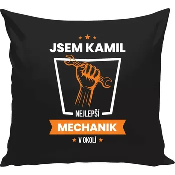 Polštář Polštář černý 40x40 cm Nejlepší v okolí - mechanik