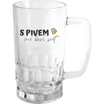 Sklenice Půllitr skleněný S pivem mě baví svět