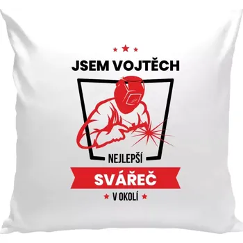 Polštář Polštář bílý 40x40 cm Nejlepší v okolí - svářeč