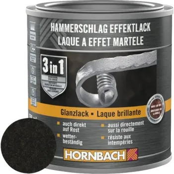 barva na kov Kladívková barva na kov 3v1 HORNBACH černá lesklá 250 ml