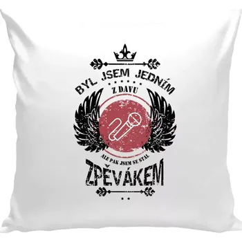 Polštář Polštář bílý 40x40 cm Byl jsem jedním z davu, ale pak jsem se stal zpěvákem