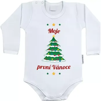 Kojenecký body Dětské body s dlouhým rukávem Moje první Vánoce - stromeček s ozdobami