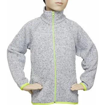 Dívčí svetr Fantom Svetr - šedý melír, lemovka zelenožlutá 116