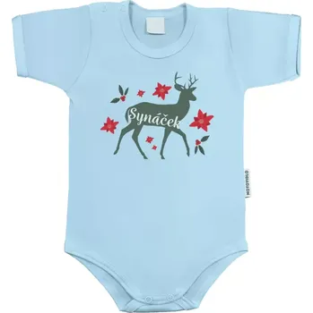 Kojenecký body Dětské body s krátkým rukávem Jelen s květinami - synáček