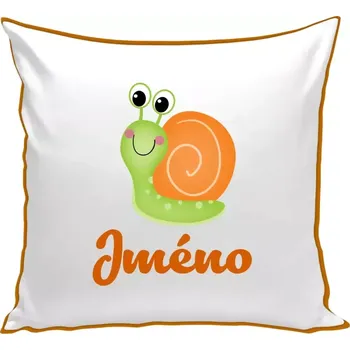 Polštář Polštář barevný 32x32 cm Šnek se jménem