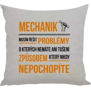 Polštář Polštář lněný 40x40 cm Musím řešit problémy - mechanik