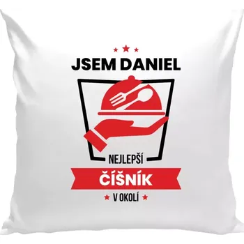 Polštář Polštář bílý 40x40 cm Nejlepší v okolí - číšník