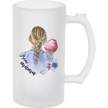 Sklenice Půllitr pro maminku - Jsem máma - holčička - matný