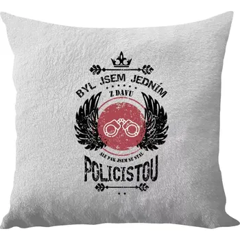 Polštář Polštář bílý 40x40 cm - dlouhý chlup Byl jsem jedním z davu, ale pak jsem se stal policistou