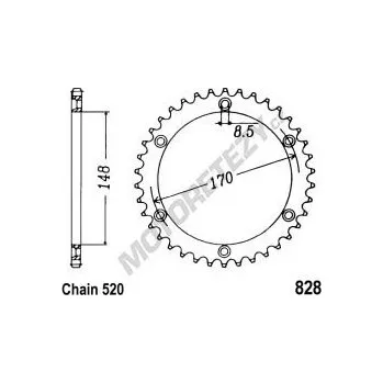 Řetězová sada pro motocykl Rozeta SUZUKI DR 800 S Big (88-93) rok 91-93