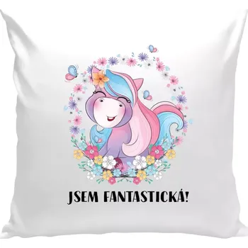 Polštář Polštář bílý 40x40 cm Jsem fantastická