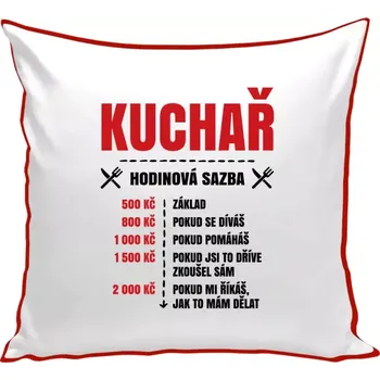 Polštář Polštář barevný 32x32 cm Hodinová sazba - kuchař