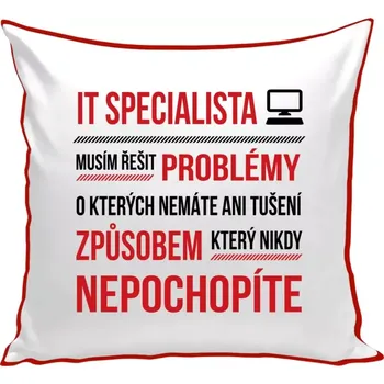 Polštář Polštář barevný 32x32 cm Musím řešit problémy - IT specialista