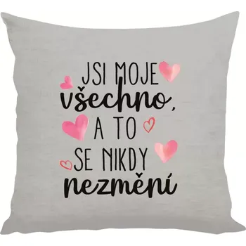Polštář Polštář lněný 40x40 cm Jsi moje všechno, a to se nikdy nezmění