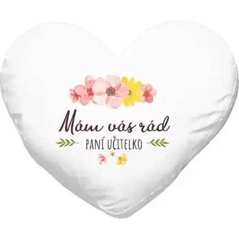 Polštář Polštář srdce 40x35 cm Mám vás rád, paní učitelko