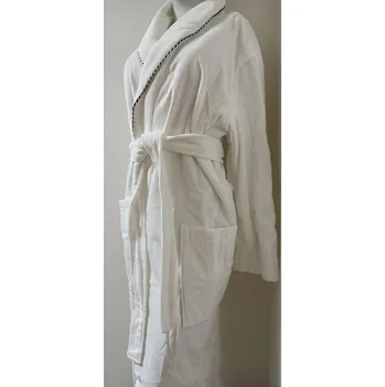 Dámský župan AKCE Župan Velur lýmec froté bílý s proužkem - Vestis L