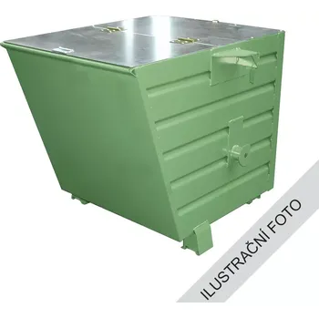 Popelnice Výklopný kontejner TRV s víkem, zelená, nosnost 2000 kg, 1500 l