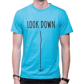 Pánské oblečení Tričko - Look down, Barva látky tyrkysová modrá, Střih Pánsky/UNISEX, Velikost XS