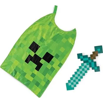 Karnevalový doplněk Minecraft diamatový meč a plášť Creeper