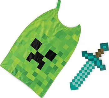 Karnevalový doplněk Minecraft diamatový meč a plášť Creeper