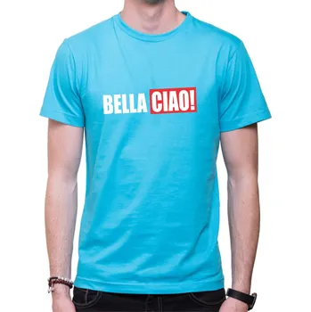 Tričko - BELLA CIAO!, Barva látky tyrkysová modrá, Střih Pánsky/UNISEX, Velikost XXXL (Pouze UNISEX / pánský střih)