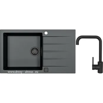 Granitový dřez Alveus SET dřez Cadit 40 black edition + baterie Oz black edition + dárek (příborník, podložka na sušení nádobí nebo tekutý čistič)