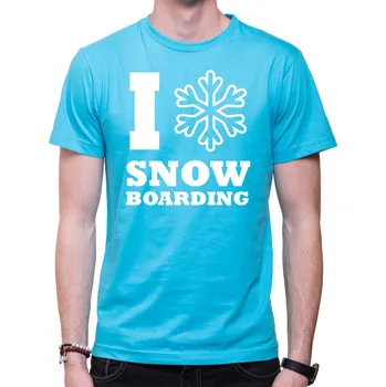 Pánská móda Tričko I snowboarding, Barva látky tyrkysová modrá, Střih Pánsky/UNISEX, Velikost Dětské 158cm/12let