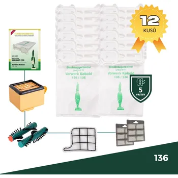Sáček do vysavače Sáčky do vysavače VORWERK 136 balení 12 ks s filtrem