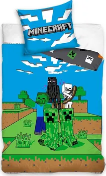 Ložní povlečení Carbotex Minecraft Mob Monsters modré/zelené 140 x 200, 70 x 90 cm zipový uzávěr