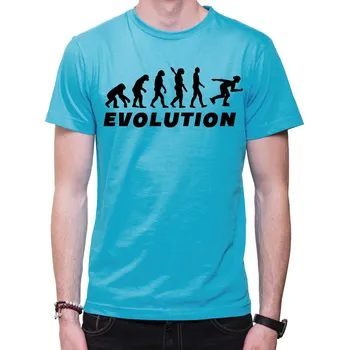 Pánská móda Tričko - Evoluce Brusle, Barva látky tyrkysová modrá, Střih Pánsky / UNISEX, Velikost L